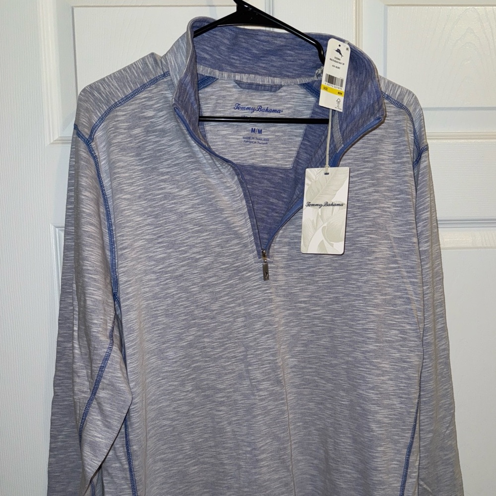 Tommy Bahama Heathered Blue Quarter-Zip Pullover